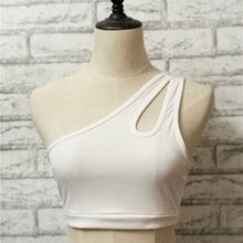 Load image into Gallery viewer, Women&#39;s Sportswear Slim Crop Tops Fitness Sports Bra Hollow Out One-shoulder Sexy Top Yoga Running Bra for Female

