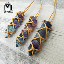 Load image into Gallery viewer, 2020 New Natural Stone gemstone Crystal healing Pendant Necklace Jewelry fluorite Crystal Pendant Ladies Necklace Chain Jewelry
