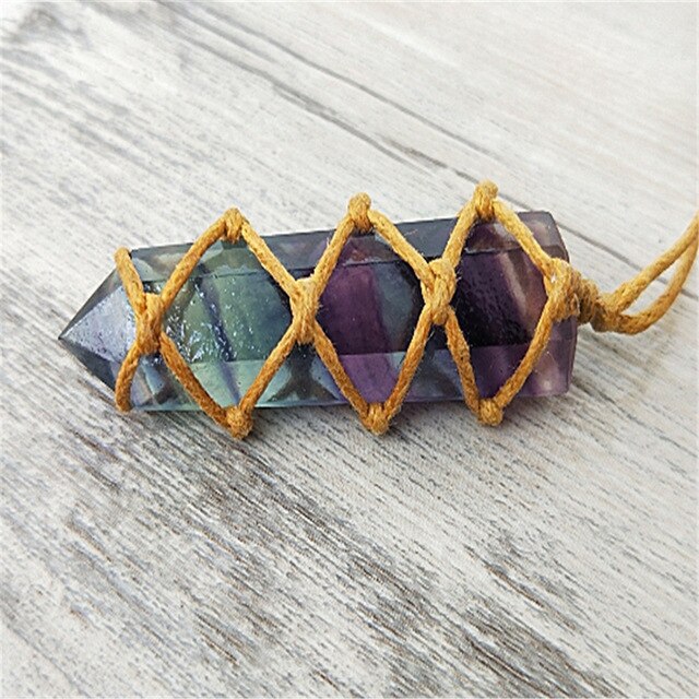 2020 New Natural Stone gemstone Crystal healing Pendant Necklace Jewelry fluorite Crystal Pendant Ladies Necklace Chain Jewelry