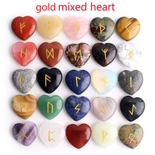 Load image into Gallery viewer, 25Pcs Crystal Heart Natural Rune Stones Divination Meditation Engraved Runes Reiki Archangel Chakra Symbols Palm Stone Gift
