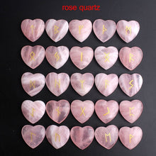 Load image into Gallery viewer, 25Pcs Crystal Heart Natural Rune Stones Divination Meditation Engraved Runes Reiki Archangel Chakra Symbols Palm Stone Gift
