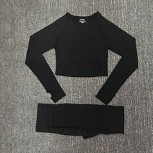 Load image into Gallery viewer, Women Seamless Fitness Yoga Suit 3pcs Gym Clothing Long Sleeve Top Bra High Waist Running Legging Workout Wear Pants Sports set
