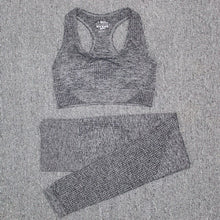 Load image into Gallery viewer, Women Seamless Fitness Yoga Suit 3pcs Gym Clothing Long Sleeve Top Bra High Waist Running Legging Workout Wear Pants Sports set
