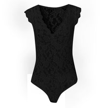 Load image into Gallery viewer, Women Sexy Lace Bodsuit Sleevless V-neck Sheer Mesh Lace Slim Bodysuit Tops Romper Overalls Bodysuit Feminino Body Suits Tops
