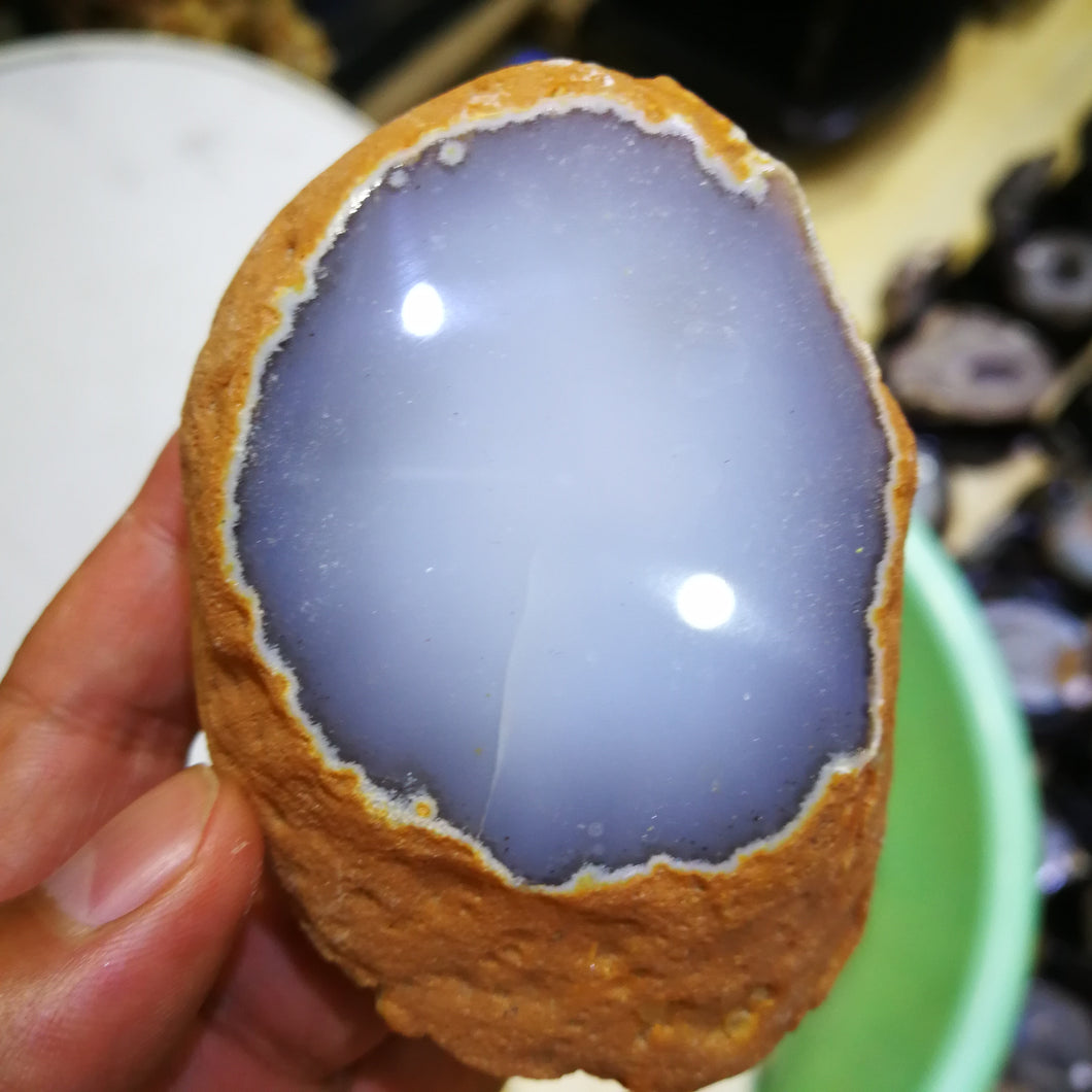 300-400g Rare Natural Enhydro moving bubble agate crystal Stone