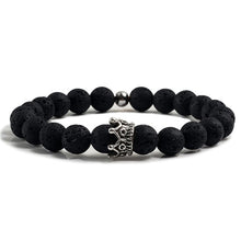 Load image into Gallery viewer, Charm Natural Stone Men Bracelet Crown Hematite   Black Lava Beads Couple Distance Bracelet Women Yoga Jewelry Gifts
