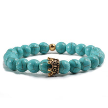 Load image into Gallery viewer, Charm Natural Stone Men Bracelet Crown Hematite   Black Lava Beads Couple Distance Bracelet Women Yoga Jewelry Gifts
