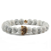 Load image into Gallery viewer, Charm Natural Stone Men Bracelet Crown Hematite   Black Lava Beads Couple Distance Bracelet Women Yoga Jewelry Gifts
