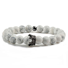 Load image into Gallery viewer, Charm Natural Stone Men Bracelet Crown Hematite   Black Lava Beads Couple Distance Bracelet Women Yoga Jewelry Gifts
