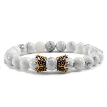 Load image into Gallery viewer, Charm Natural Stone Men Bracelet Crown Hematite   Black Lava Beads Couple Distance Bracelet Women Yoga Jewelry Gifts
