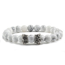 Load image into Gallery viewer, Charm Natural Stone Men Bracelet Crown Hematite   Black Lava Beads Couple Distance Bracelet Women Yoga Jewelry Gifts
