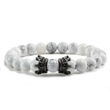 Load image into Gallery viewer, Charm Natural Stone Men Bracelet Crown Hematite   Black Lava Beads Couple Distance Bracelet Women Yoga Jewelry Gifts
