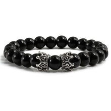 Load image into Gallery viewer, Charm Natural Stone Men Bracelet Crown Hematite   Black Lava Beads Couple Distance Bracelet Women Yoga Jewelry Gifts
