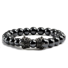 Load image into Gallery viewer, Charm Natural Stone Men Bracelet Crown Hematite   Black Lava Beads Couple Distance Bracelet Women Yoga Jewelry Gifts

