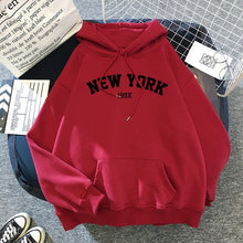 Load image into Gallery viewer, NEW 8 Colors Sweatshirts velvet winter Women&#39;s NEW YORK printing Hooded Female 2020 Cotton Thicken Warm Hoodies Lady Autumn Tops

