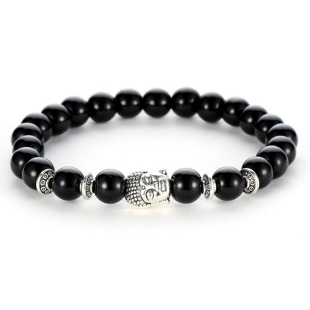 Natural Stone Bead Bracelet Lava Energy Stone Healing Balance Buddha Image Yoga Bracelet Men and Women Fashion Jewelry