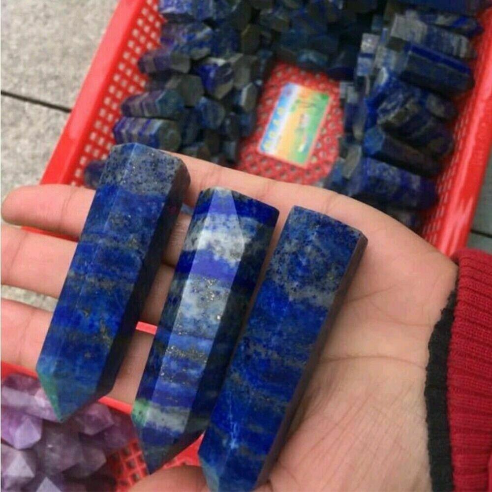 60-70mm AAA Natural Lapis Lazuli Quartz Crystal Point Obelisk Stone Wand Healing