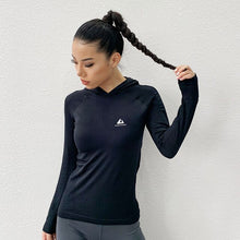 Load image into Gallery viewer, Hooded Long Sleeve T T-shirt Running Breathable Quick-Dry Tops Women&#39;s Sports Hoodie Yoga Fitness Sweater
