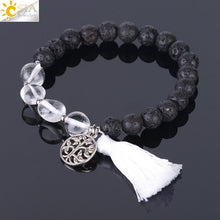 Load image into Gallery viewer, CSJA 7 Chakras Healing Bracelet 8mm Yoga Meditation Natural Stone Beaded Bracelets Real Crystal Quartz Women Hand Jewellery F398
