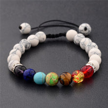 Load image into Gallery viewer, DOUVEI 2018 Handmade Jewelry 7 Colorful Chakra Natural Stone Beads Yoga Bangle Alloy Metal Bracelet For Women Men ABK012
