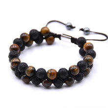 Load image into Gallery viewer, New brand Mens Lava Rock Bracelet, 8mm Tiger Eye Bead Bracelet for Men Natural Stone Yoga Essential Oil Bracelets for Gif
