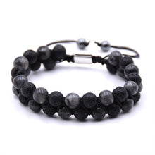 Load image into Gallery viewer, New brand Mens Lava Rock Bracelet, 8mm Tiger Eye Bead Bracelet for Men Natural Stone Yoga Essential Oil Bracelets for Gif
