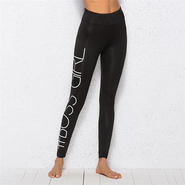Women's Workout Leggings Fashion Side Letters Print Skinny Leggings High Waist Push Up Mujer Leggings Women Breathable Slim Pants
